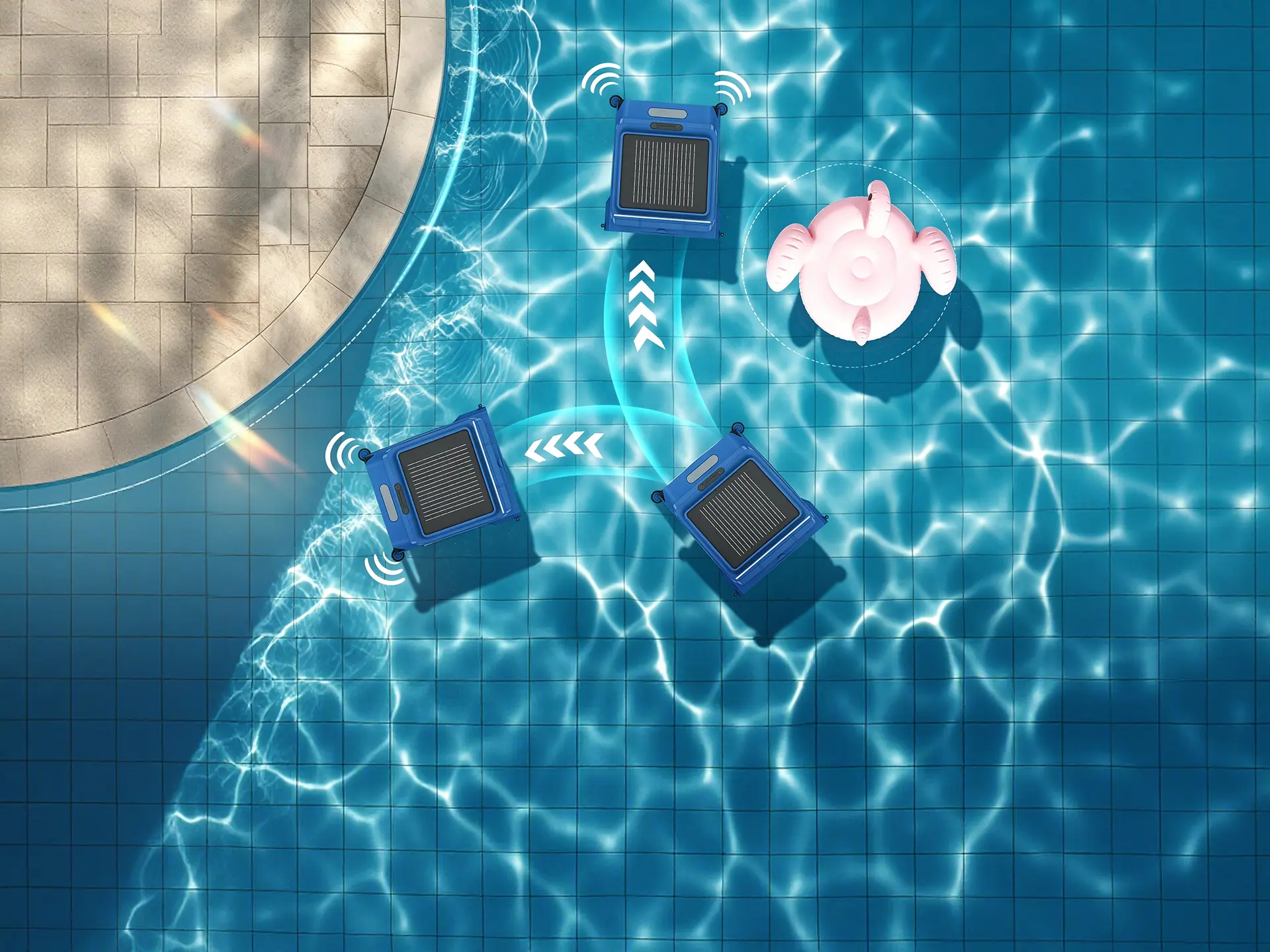 Ultrasonic sensor obstacle avoidance function for Y&G solar robotic pool skimmer