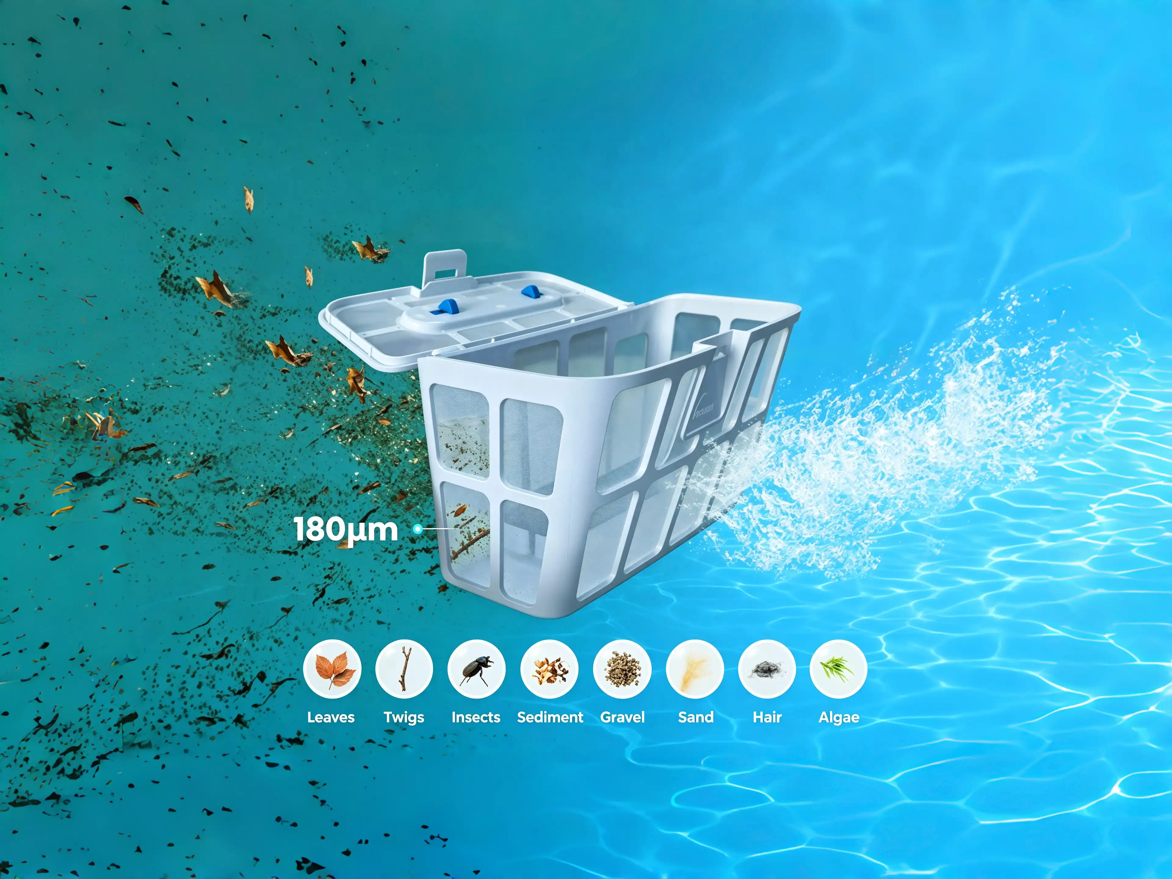 180um fine mesh filter basket for YG-PC02 robotic pool cleaner capturing leaves, sand and algae